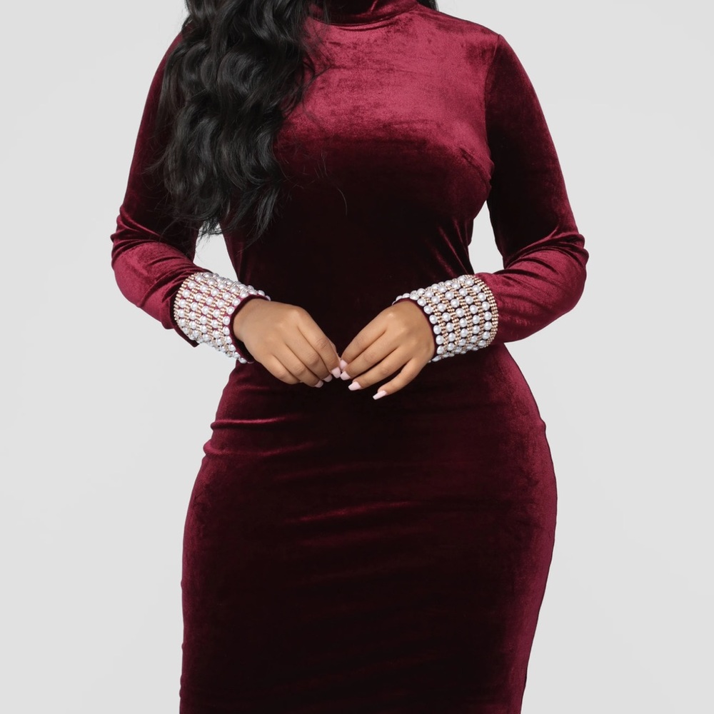 Burgundy velvet dress